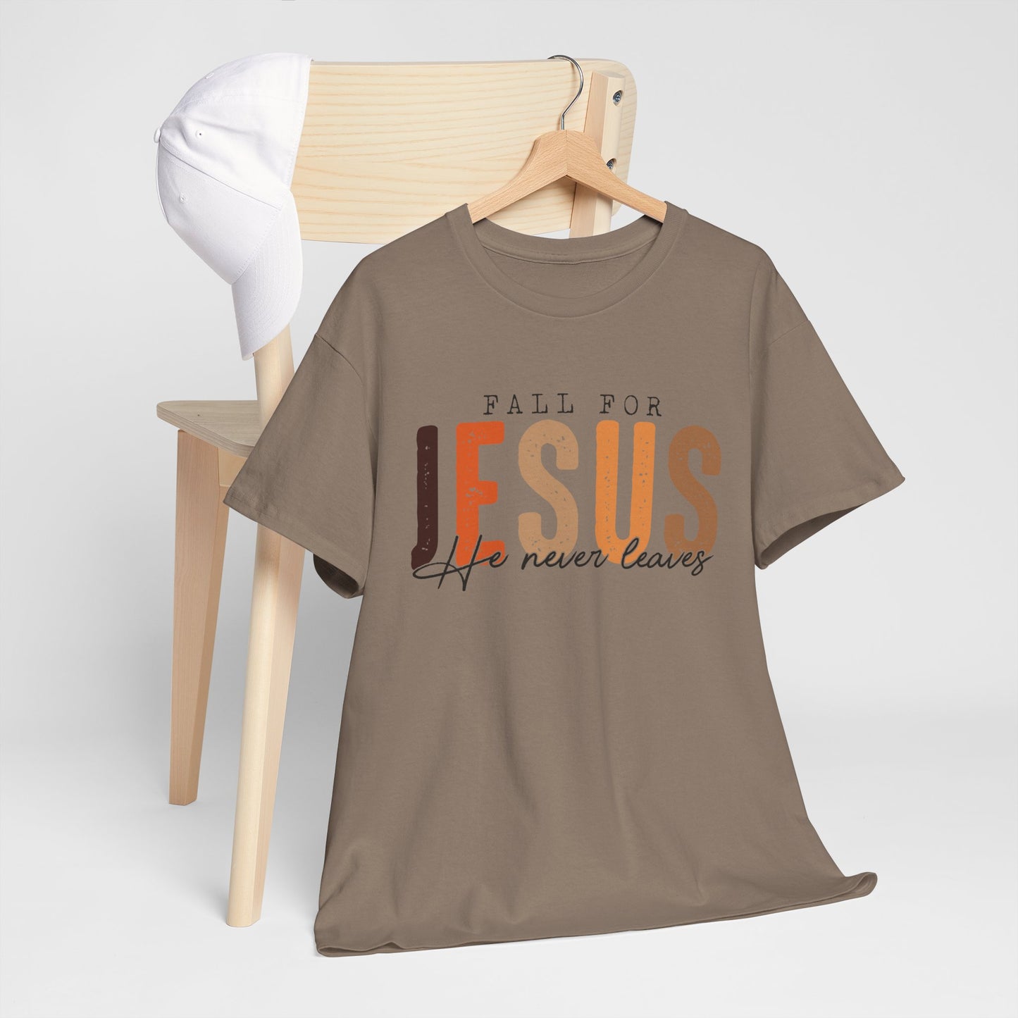 Christian Tee - Fall for Jesus He never leaves