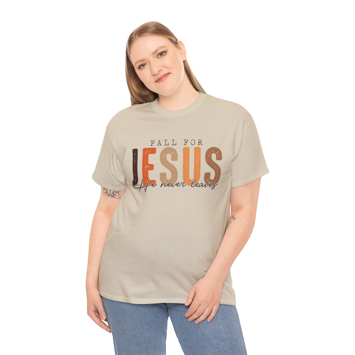 Christian Tee - Fall for Jesus He never leaves